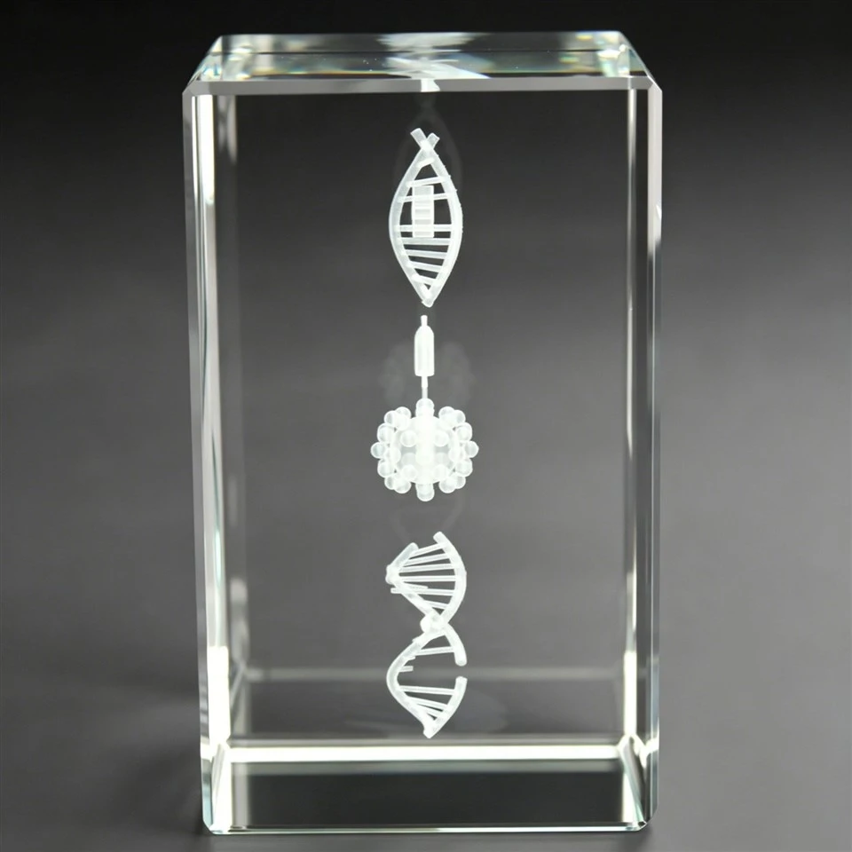 Biotech DNA Pattern Crystal Trophy high quality