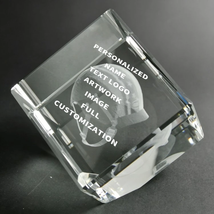 Custom Square Transparent Carved Crystal Ornament high quality