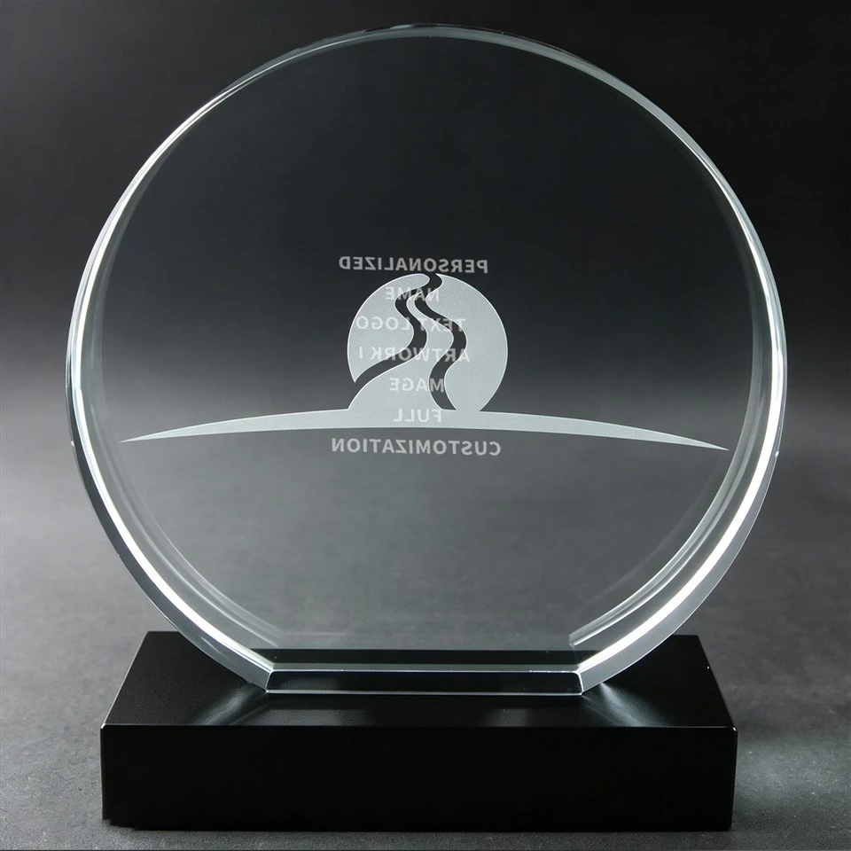 Hollow Round Ring Black Base Crystal Trophy factory