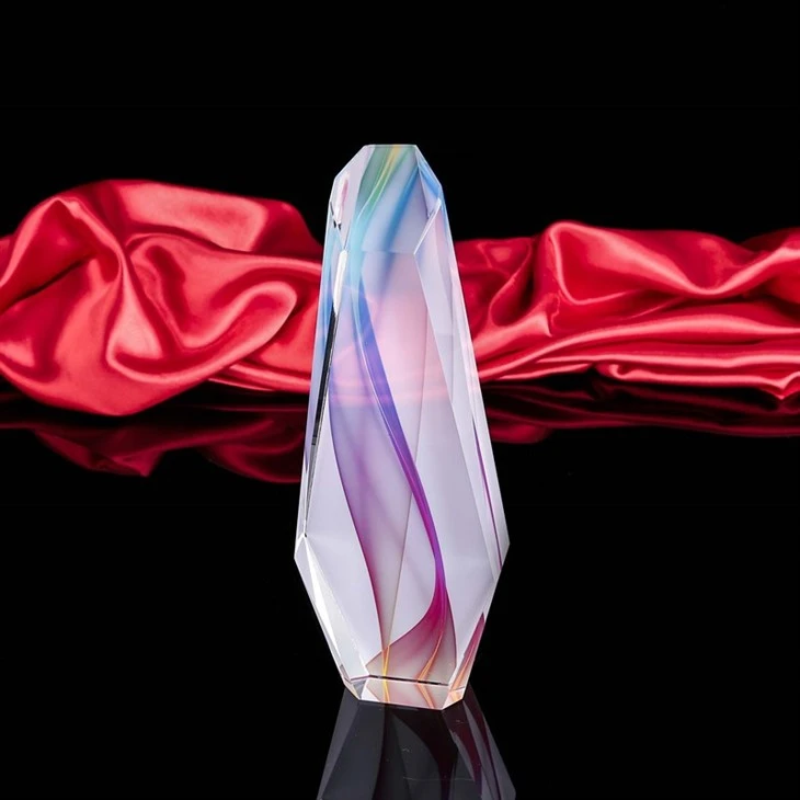 Colorful Swirl Crystal Award Trophy