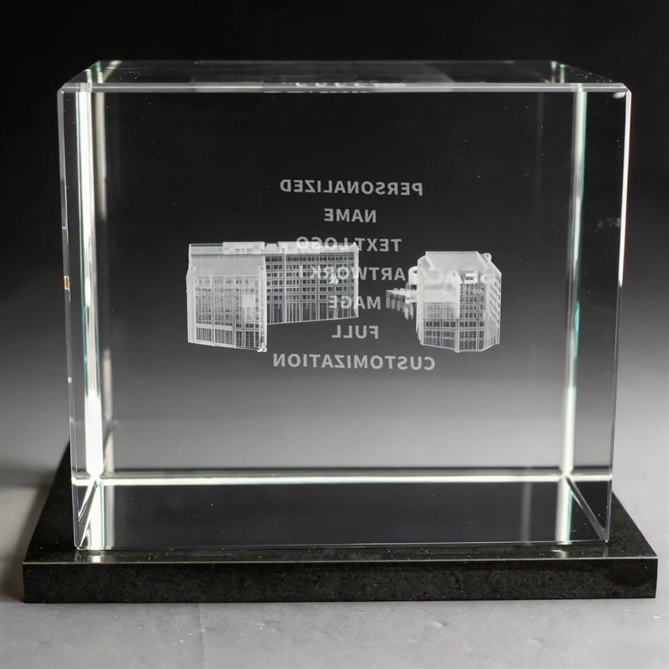 Office Building 3D Inner Cube Crystal Trophy factory