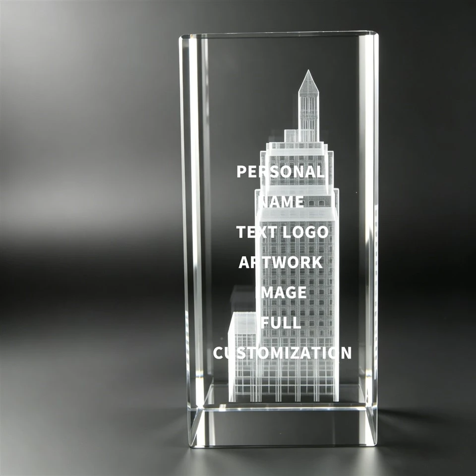 Rectangular Crystal Trophy With Interior Sculpture price