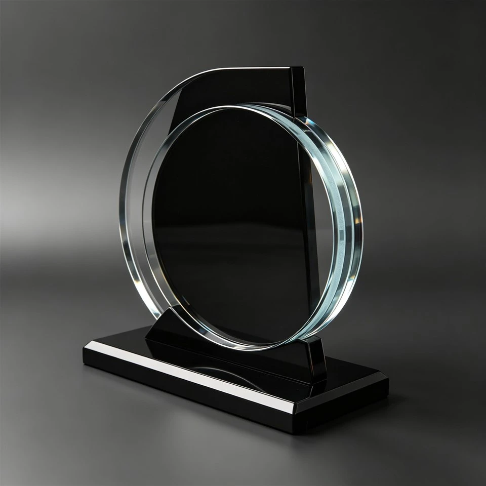 Round 3D Engraved Crystal Trophy best