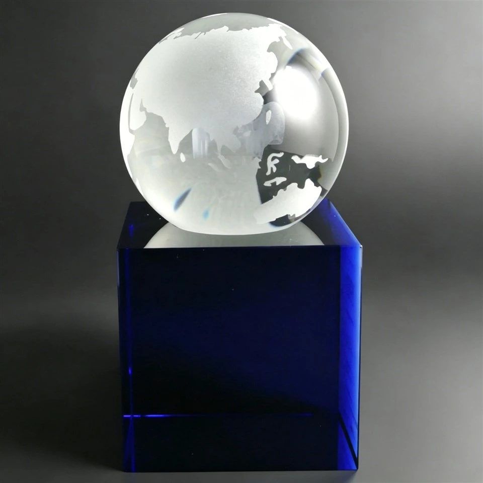 Sphere 3D Car Carved Blue Base Crystal Trophy price