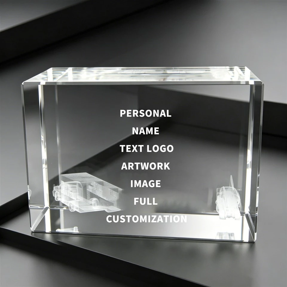 Truck 3D Engraved Cube Crystal Award Trophy factory