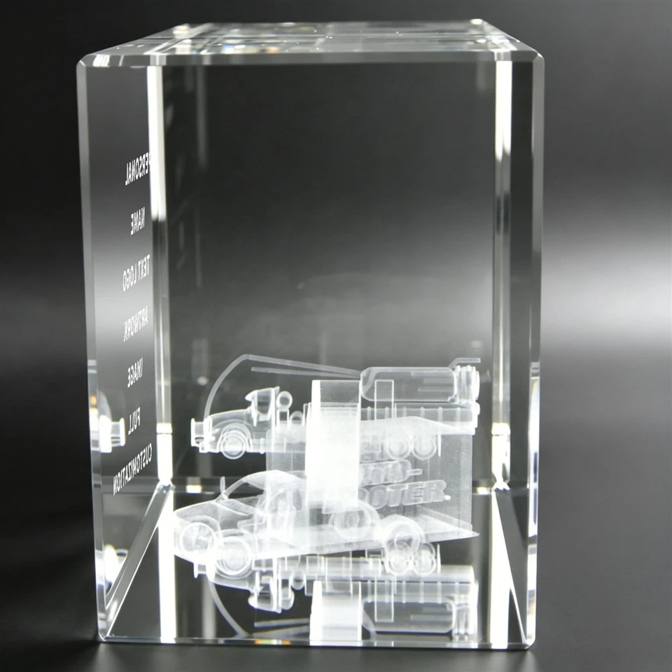 Truck 3D Engraved Cube Crystal Award Trophy suppliers
