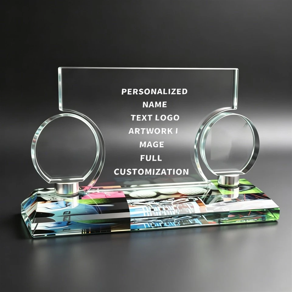 Two Circular Frame Personalized Crystal Plaque suppliers